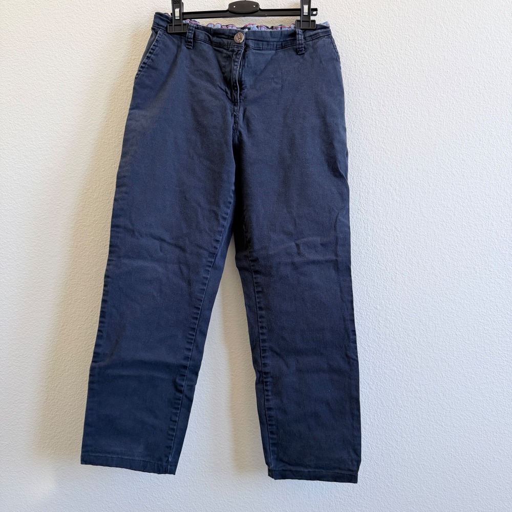 Nautica Jeans Co Womens 10 Navy Blue Chino Pants Straight Leg Stretch Cotton